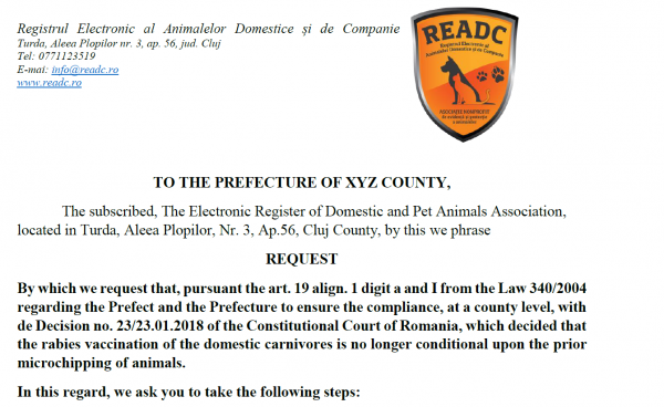 REQUEST TO THE AUTHORITIES FOR THE RIGHTS OF CITIZENS